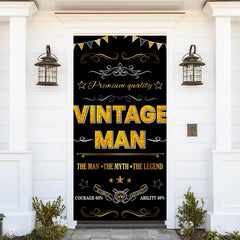 Lofaris Black And Golden Vintage Man Birthday Door Cover