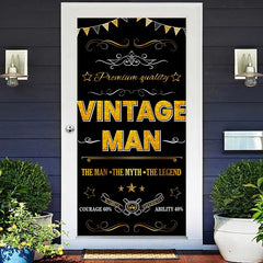 Lofaris Black And Golden Vintage Man Birthday Door Cover
