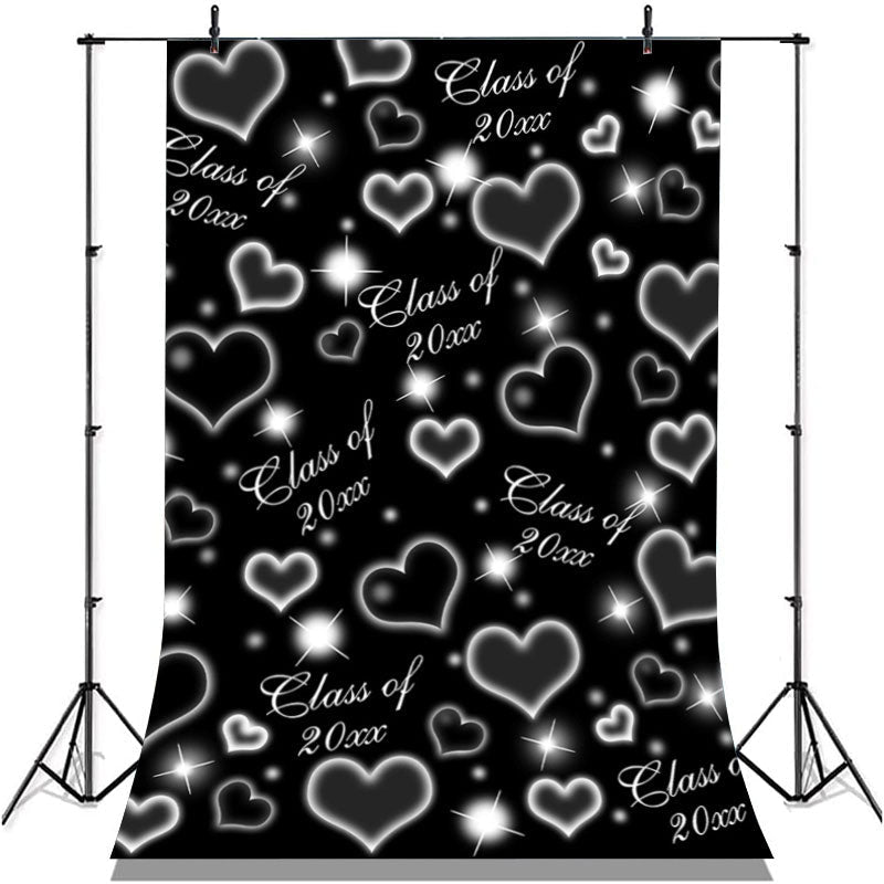 Lofaris Black And Silver Love Glitter Class Of 2022 Backdrop
