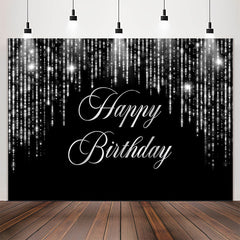 Lofaris Black And Slivery Sparkling Happy Birthday Backdrop
