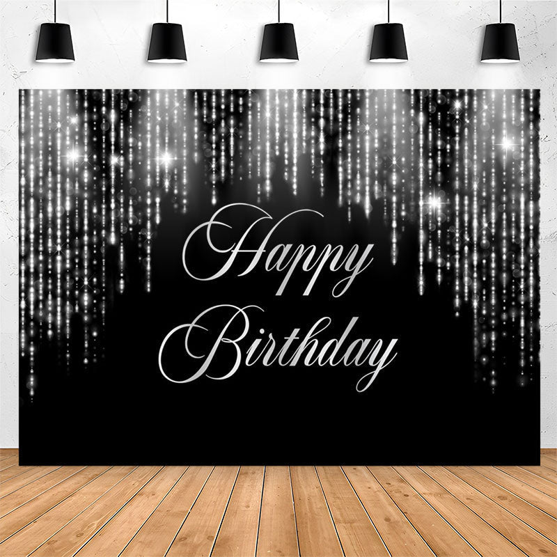 Lofaris Black And Slivery Sparkling Happy Birthday Backdrop