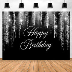 Lofaris Black And Slivery Sparkling Happy Birthday Backdrop