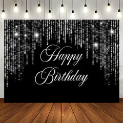 Lofaris Black And Slivery Sparkling Happy Birthday Backdrop