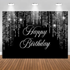 Lofaris Black And Slivery Sparkling Happy Birthday Backdrop