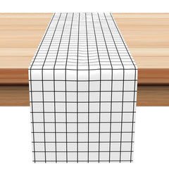 Lofaris Black And White Checkred Plaid Simple Table Runner