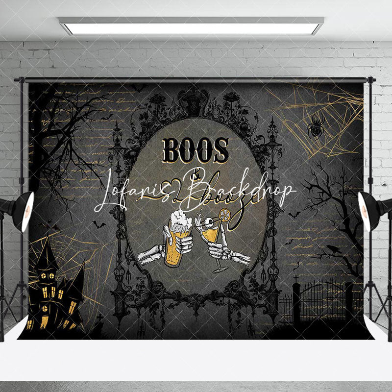 Lofaris Black Beer Skull Boos And Booze Halloween Backdrop