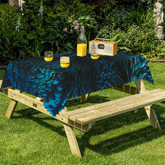 Lofaris Black Blue Feather Petal Pattern Rectangle Tablecloth