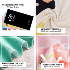 Lofaris Black Bride Groom Custom Name Couple Beach Towel