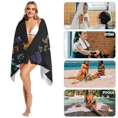 Lofaris Black Cat Butterfly Custom Beach Towel for Gifts