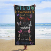 Lofaris Black Cat Butterfly Custom Beach Towel for Gifts