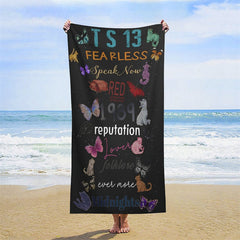 Lofaris Black Cat Butterfly Custom Beach Towel for Gifts