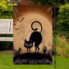 Lofaris Black Cats Moon Halloween Yard Flag Outside Decor