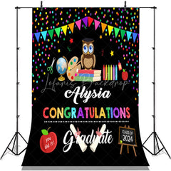 Lofaris Black Colorful Elements Congratulation Party Backdrop