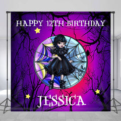 Lofaris Black Dress Girl Night Custom 12th Birthday Backdrop