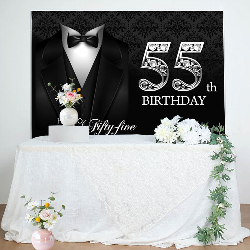 Lofaris Black Elegant Happy 55th Birthday Backdrop For Men