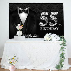 Lofaris Black Elegant Happy 55th Birthday Backdrop For Men