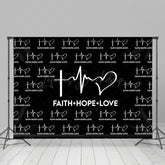 Lofaris Black Faith Hope Love Electrocardiogram Backdrop