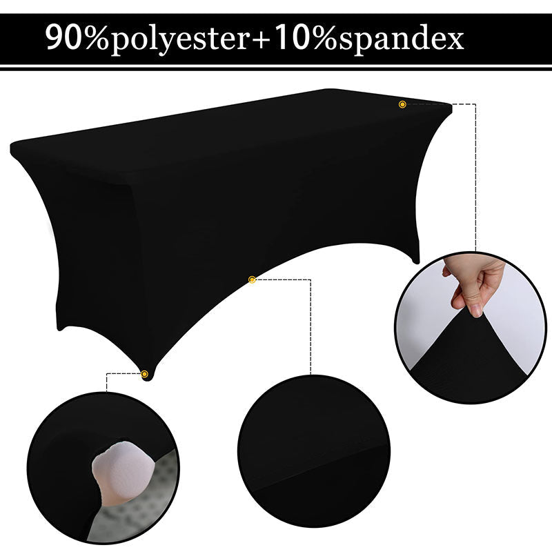 Lofaris Black Fitted Spandex Rectangle Banquet Table Cover