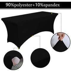 Lofaris Black Fitted Spandex Rectangle Banquet Table Cover