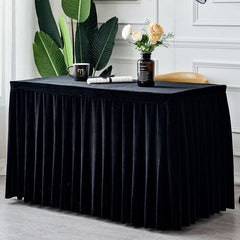 Lofaris Black Fitted Velvet Rectangle Table Skirts Cover