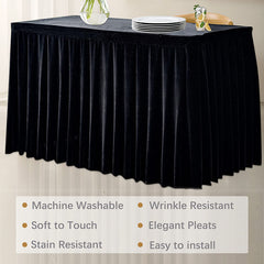 Lofaris Black Fitted Velvet Rectangle Table Skirts Cover