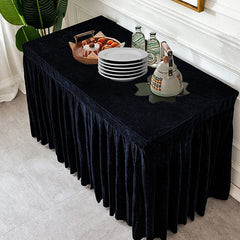 Lofaris Black Fitted Velvet Rectangle Table Skirts Cover
