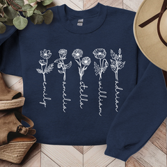 Lofaris Black Flower Lines Personalized Name Sweatshirt