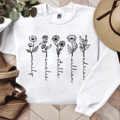 Lofaris Black Flower Lines Personalized Name Sweatshirt