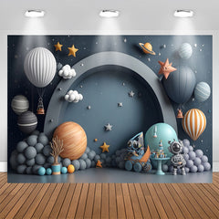 Lofaris Black Galactics Hot Air Balloon Birthday Backdrop