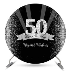 Lofaris Black Glitter Diamond 50th Birthday Round Backdrop