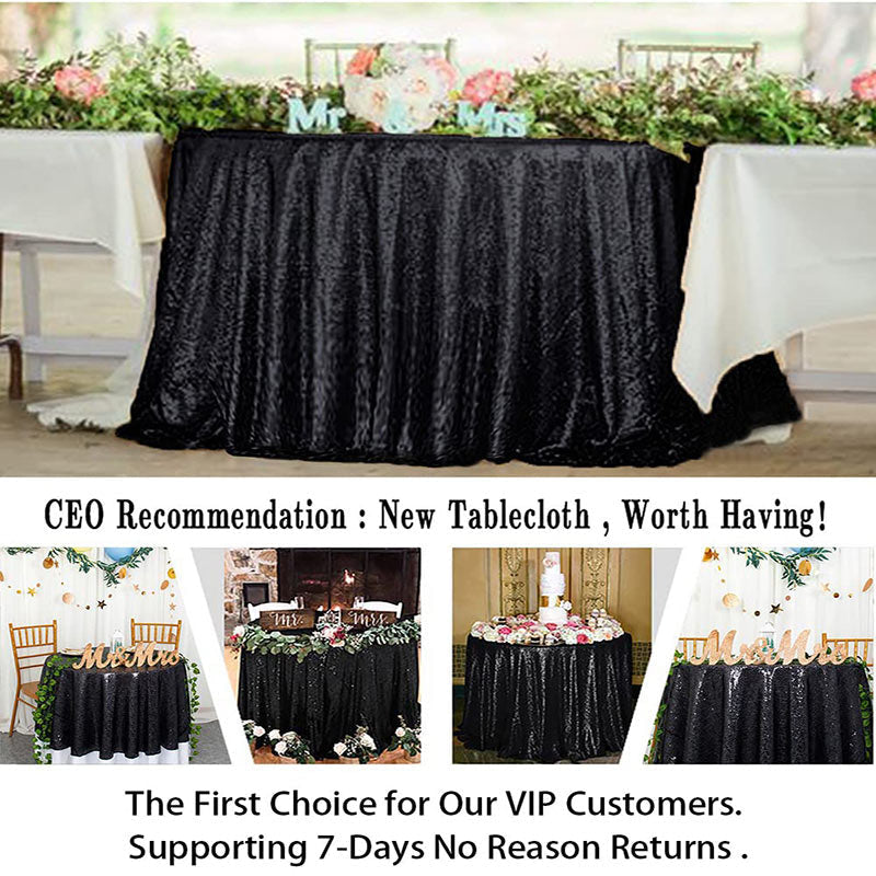 Lofaris Black Glitter Sequin Party Banquet Round Table Cover
