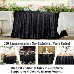 Lofaris Black Glitter Sequin Party Banquet Round Table Cover