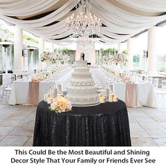 Lofaris Black Glitter Sequin Party Banquet Round Table Cover
