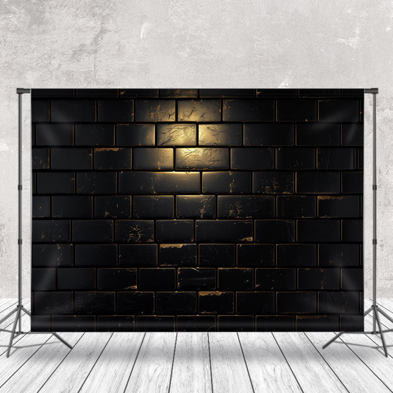 Lofaris Black Glossy Cratches Texture Brick Wall Backdrop