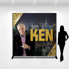 Lofaris Black Gold 50th Custom Photo Birthday Party Backdrop