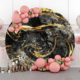 Lofaris Black Gold Abstract Glitter Round Birthday Backdrop