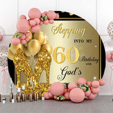 Lofaris Black Gold Balloon Heel Round 60th Birthday Backdrop