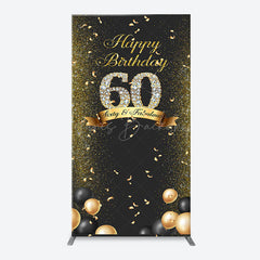 Lofaris Black Gold Balloon Ribbon Arch 60th Birthday Backdrop