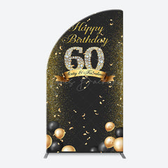 Lofaris Black Gold Balloon Ribbon Arch 60th Birthday Backdrop