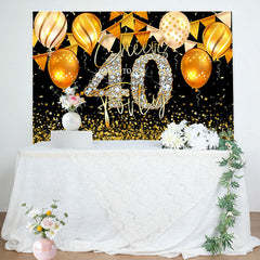 Lofaris Black Gold Balloons Cheers 40th Birthday Backdrop