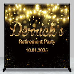 Lofaris Black Gold Bokeh Custom Retirement Party Backdrop