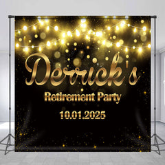 Lofaris Black Gold Bokeh Custom Retirement Party Backdrop