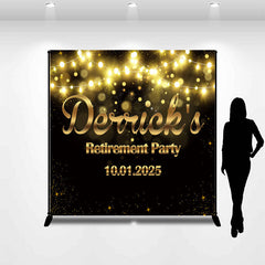 Lofaris Black Gold Bokeh Custom Retirement Party Backdrop