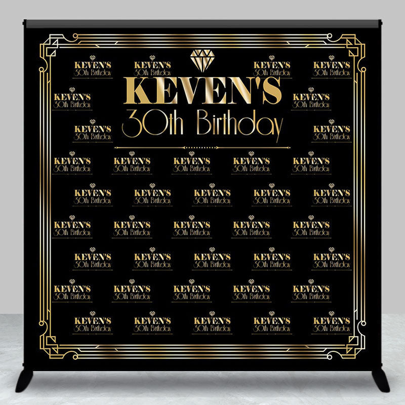 Lofaris Black Gold Custom Name Gatsby Theme Birthday Backdrop