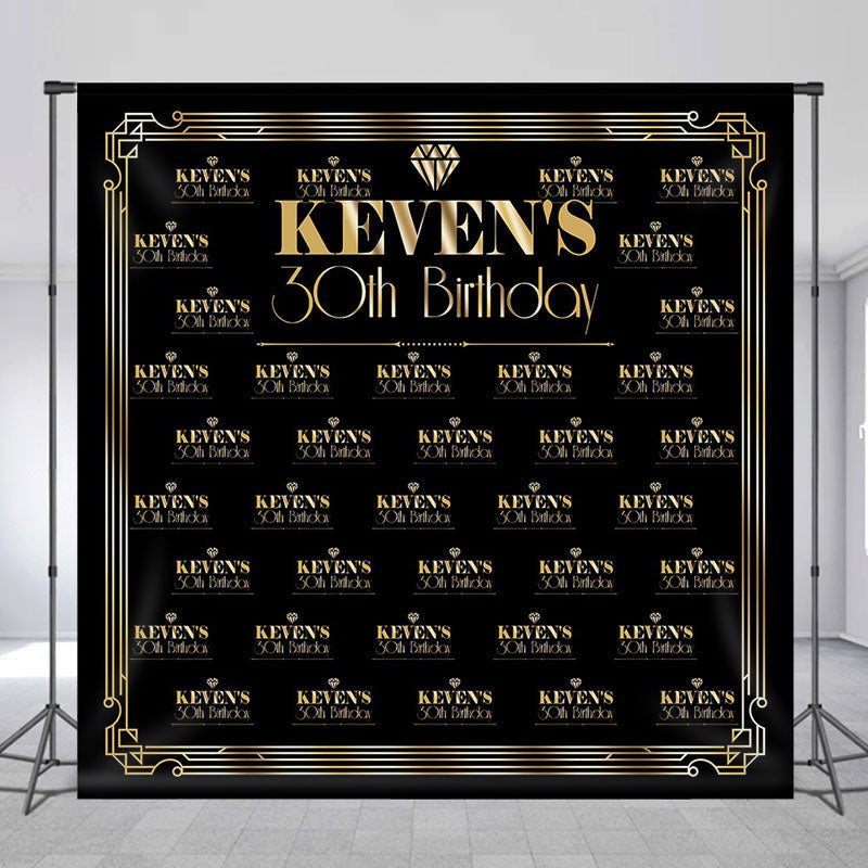 Lofaris Black Gold Custom Name Gatsby Theme Birthday Backdrop