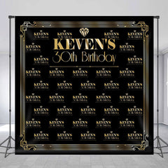 Lofaris Black Gold Custom Name Gatsby Theme Birthday Backdrop