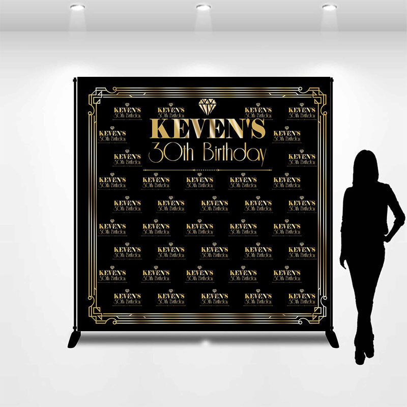 Lofaris Black Gold Custom Name Gatsby Theme Birthday Backdrop
