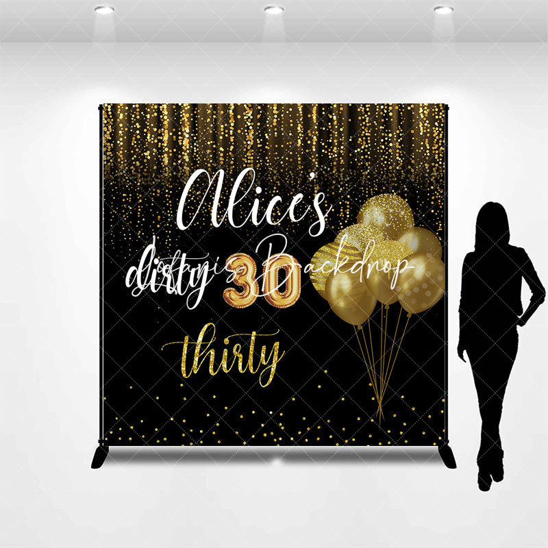 Lofaris Black Gold Glitter Dirty Custom Birthday Backdrop