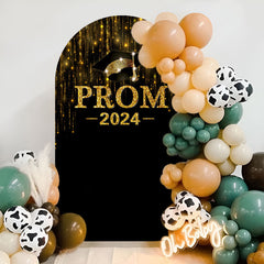 Lofaris Black Gold Glitter Prom Party Graduation Arch Backdrop