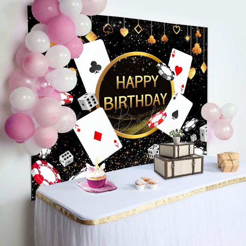Lofaris Black Gold Poker Dice Casino Happy Birthday Backdrop